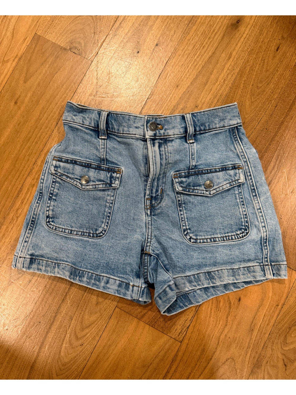 Madewell Light Blue Denim Shorts with Front Flap Pockets